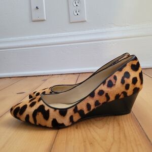 Talbots Calf Hair Leopard Wedge Heels 7.5